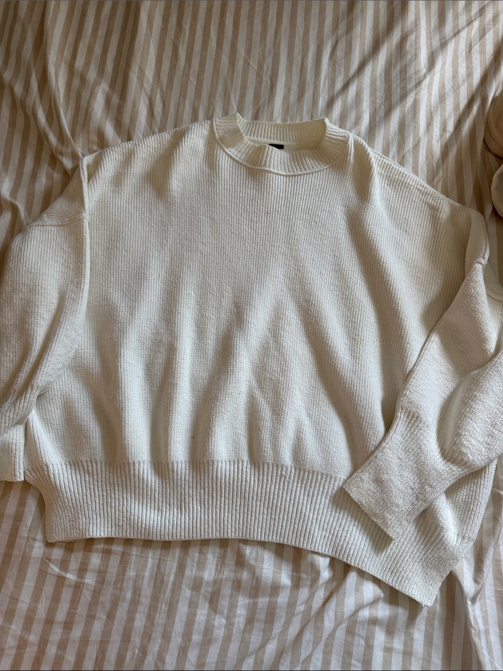Free People Cream Crewneck Sweater - Relaxed Fit